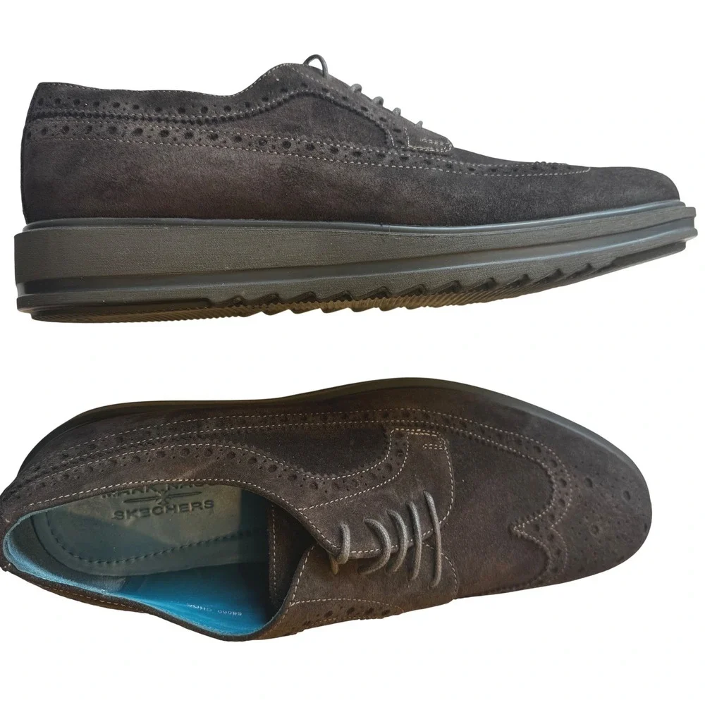 Mark Nason Skechers Men 12-12.5 EU 46 Brown Suede Wingtip‎ Oxford Shoes Classic